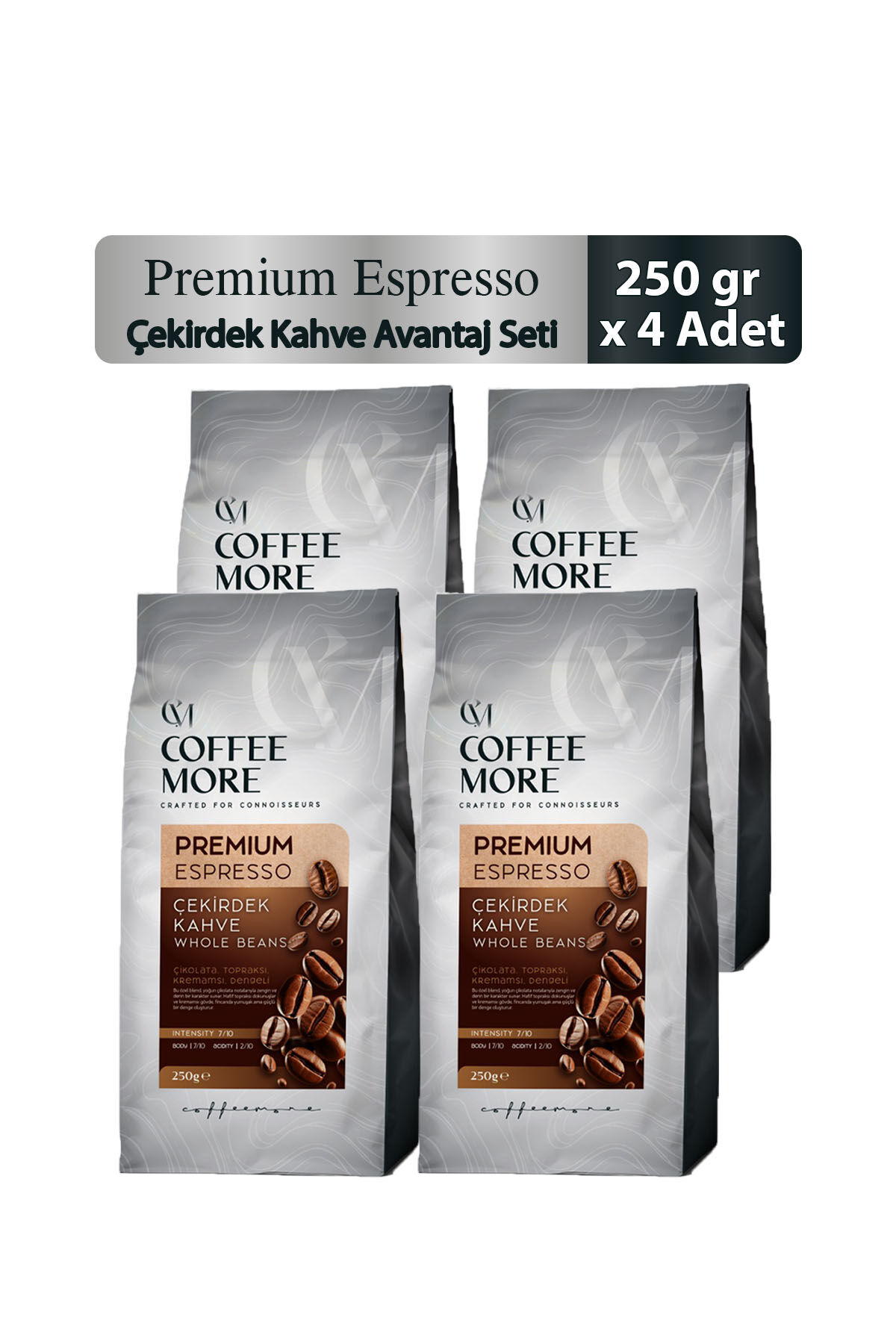 Coffee More Premium Espresso Çekirdek Kahve 250 gr x 4 Adet