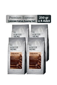 Coffee More Premium Espresso Çekirdek Kahve 250 gr x 4 Adet