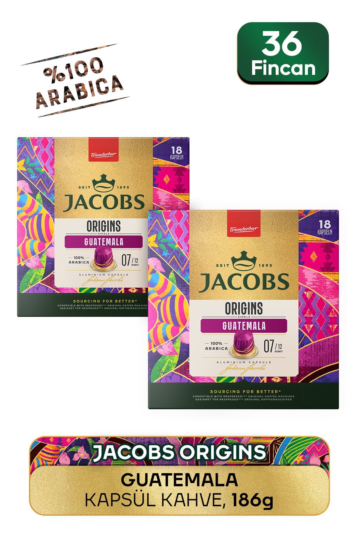 Jacobs Origins Guatemala Nespresso Uyumlu Alüminyum Kapsül Kahve 36 Kapsül