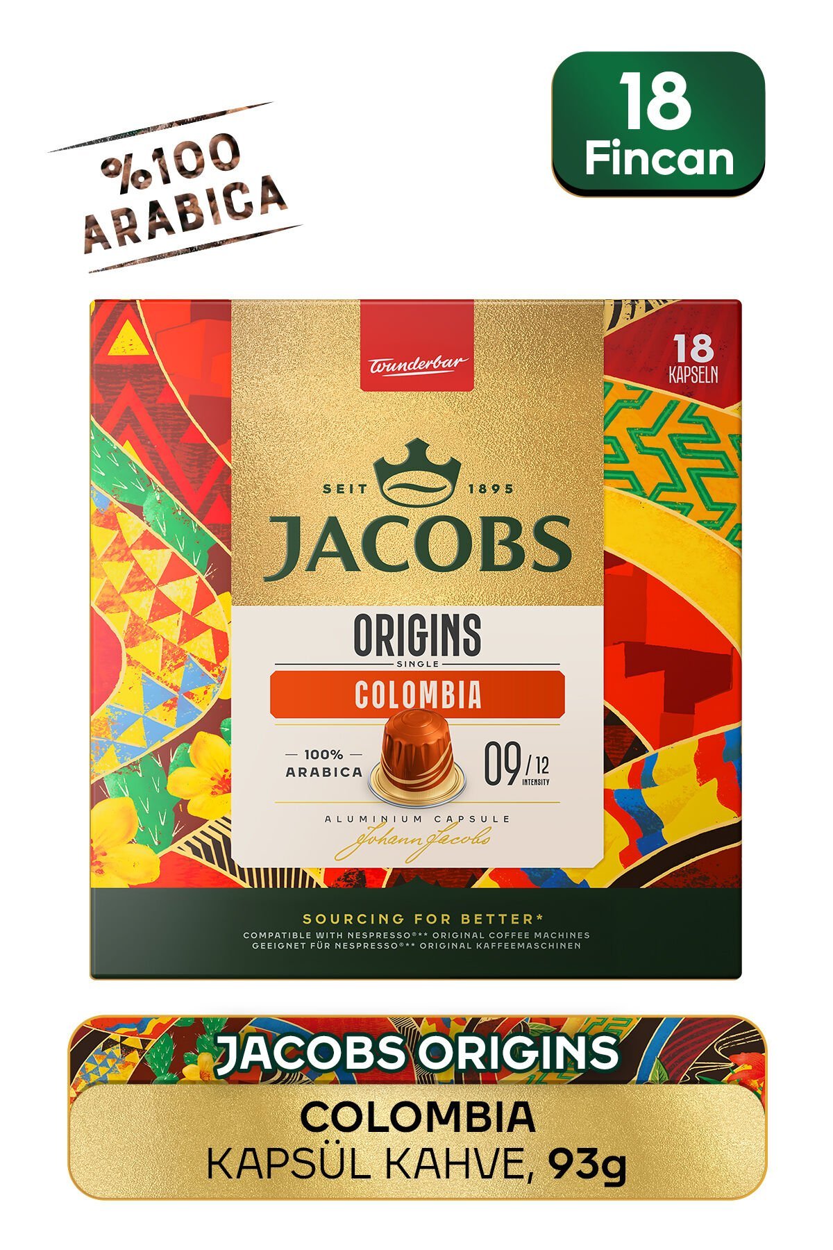 Jacobs Origins Colombia Nespresso Uyumlu Alüminyum Kapsül Kahve 18'li
