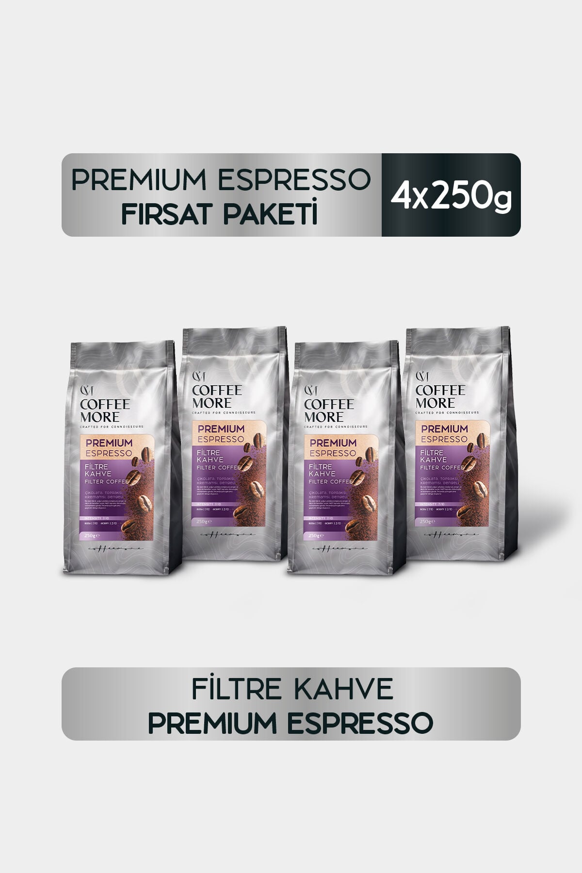 Coffee More Premium Espresso Filtre Kahve 250 gr x 4 Adet