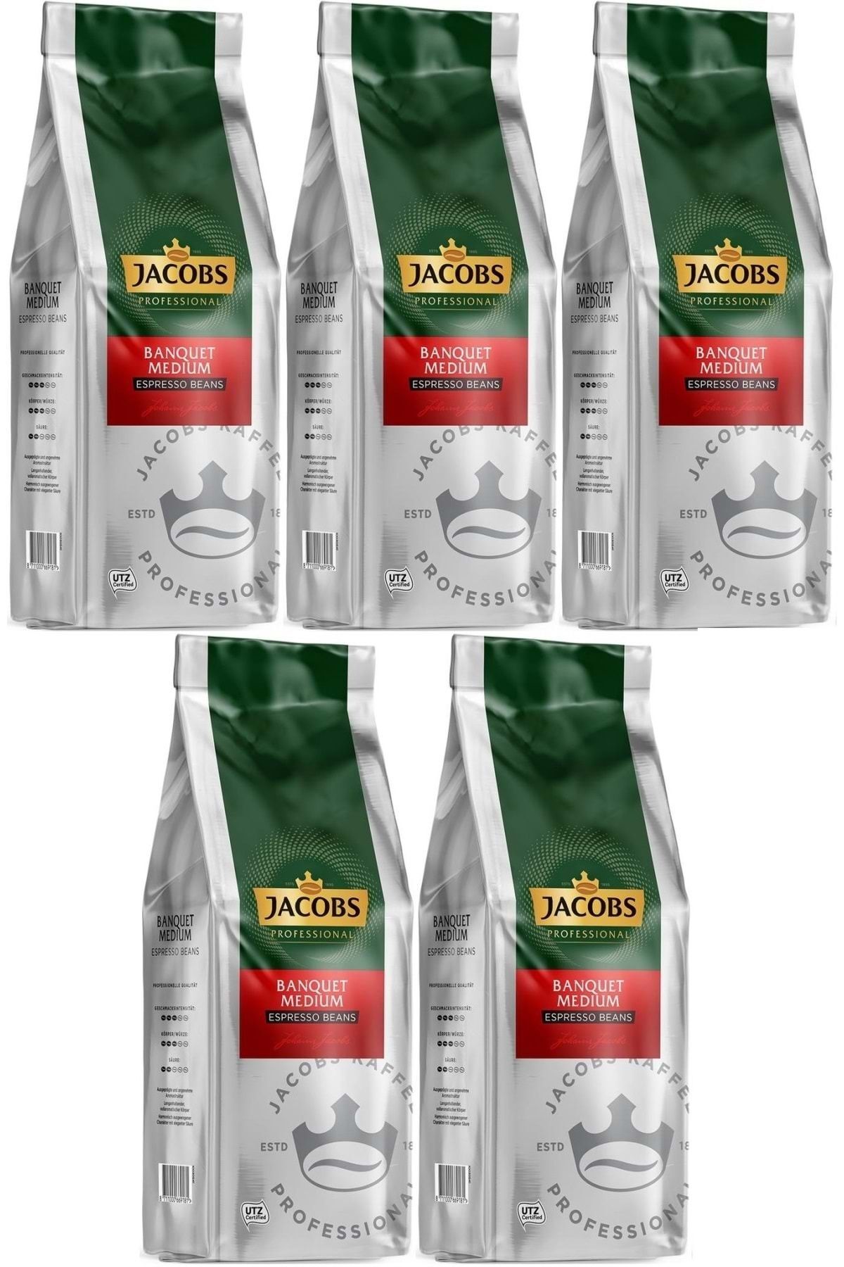 Jacobs Banquet Medium Espresso Beans Çekirdek Kahve 1000 gr x 5 Paket