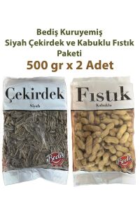 Bediş Kuruyemiş Siyah Çekirdek ve Kabuklu Fıstık Paketi 500 gr x 2 Adet