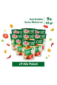 Snap Eats Hazır Makarna | Acılı Arabiata Çabuk Makarna | 65 gr | 9'lu Aile Paketi