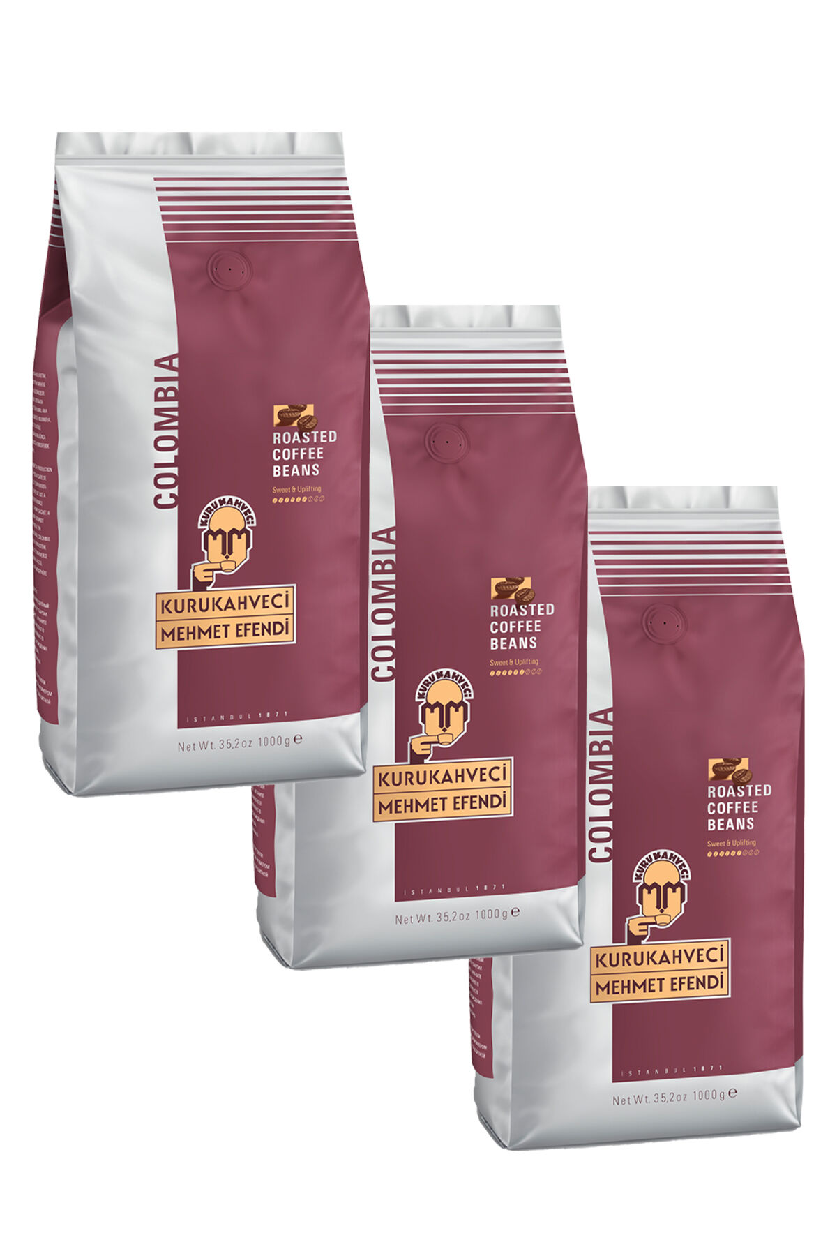Kurukahveci Mehmet Efendi Colombian Çekirdek Kahve 1 Kg X 3 Adet