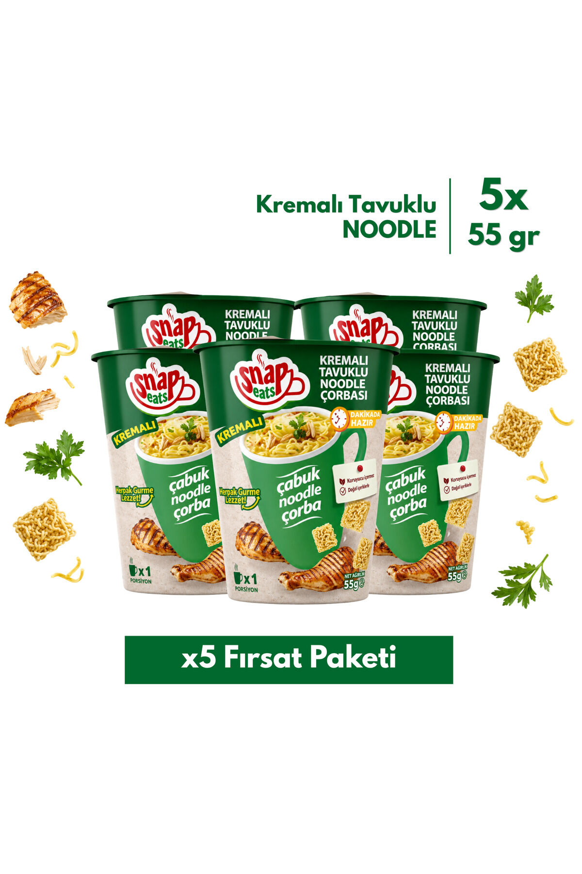 SNAPEATS BARDAKTA KREMALI TAVUKLU NOODLE ÇORBASI 55G >x5