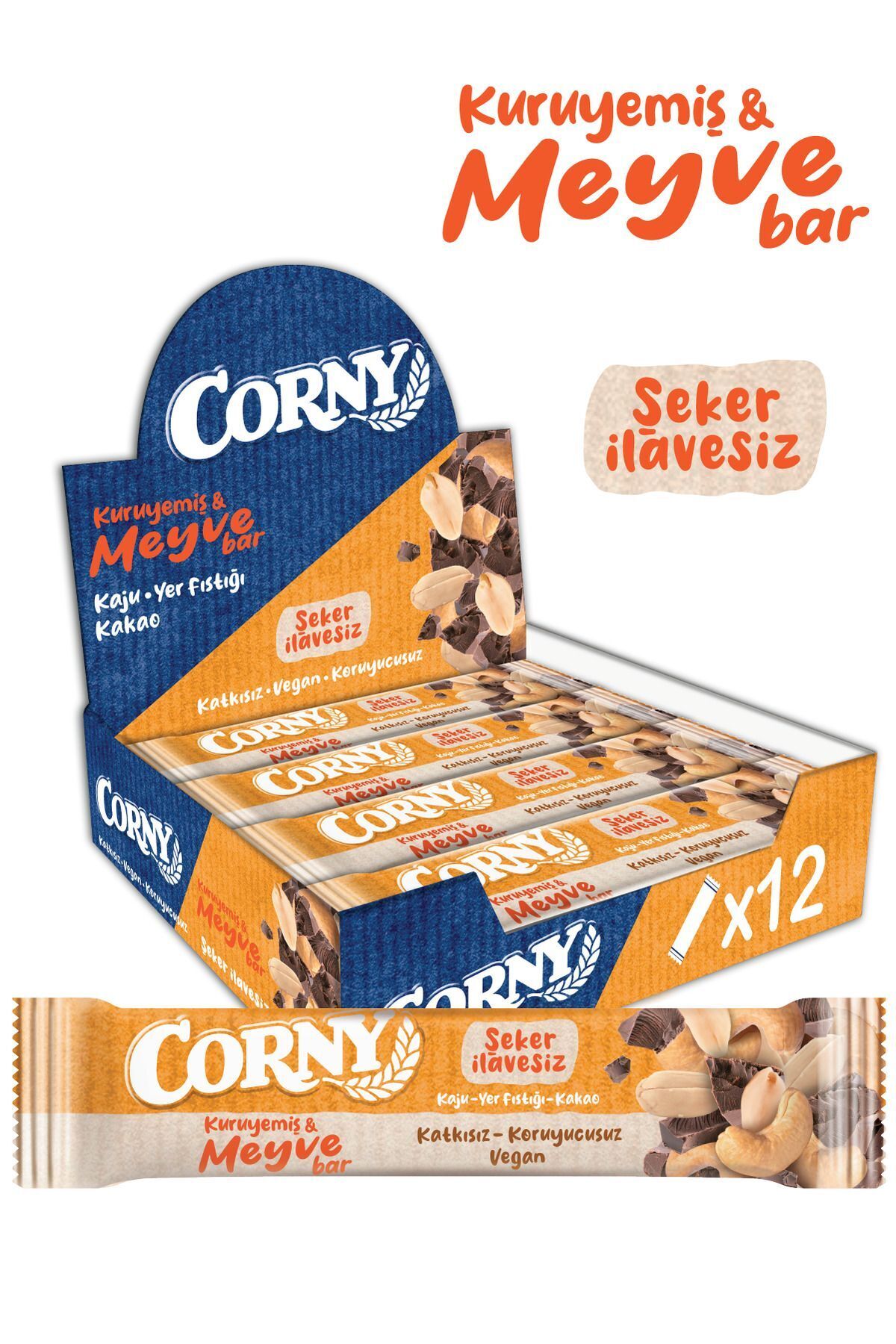 Corny Kaju Kakao Yer Fıstığı Meyve Bar - 12 Adet