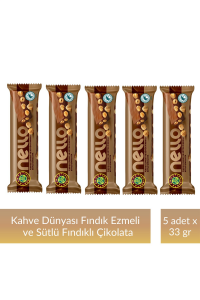 Kahve Dünyası Fındık Ezmesi ve Bütün Fındıklı Sütlü Çikolata 33 gr x 5 Adet