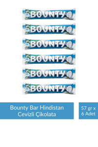 Bounty Bar Hindistan Cevizli Çikolata 57 gr x 6 Adet