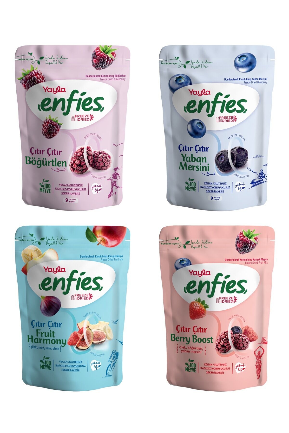 Yayla Enfies Freeze Dried 4’Lü(Böğürtlen /Yaban Mersini/Berry Boost/Fruit Harmony