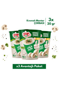Snap Eats Hazır Çorba | Bardakta Kremalı Mantar Çorbası | 20 gr | 3'lü Avantaj Paketi