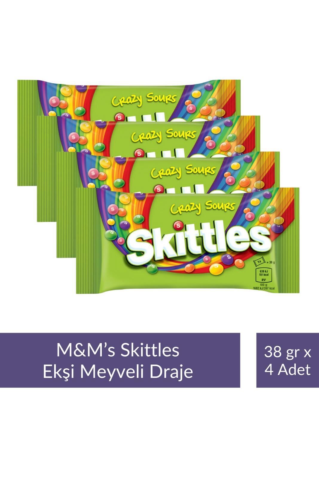 Skittles Ekşi Meyveli Draje 38 gr x 4 Adet