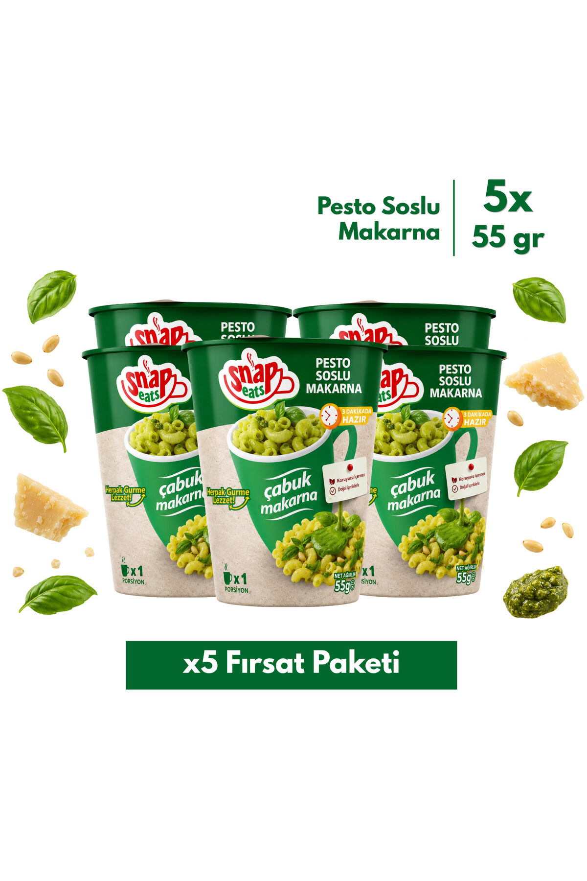 SNAPEATS BARDAKTA PESTO SOSLU ÇABUK MAKARNA 65G >x5