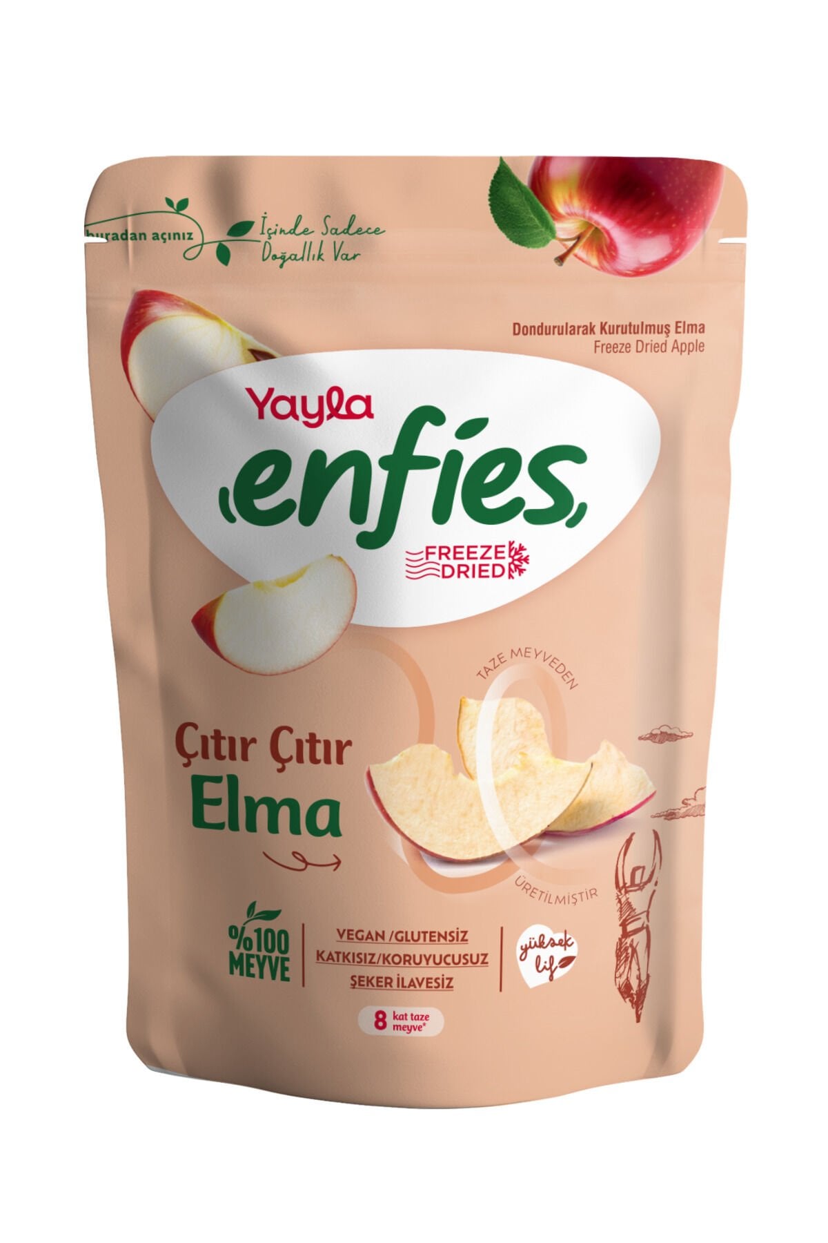 YAYLA ENFİES FREEZE DONDURULARAK KURUTULMUŞ ELMA 15 GR