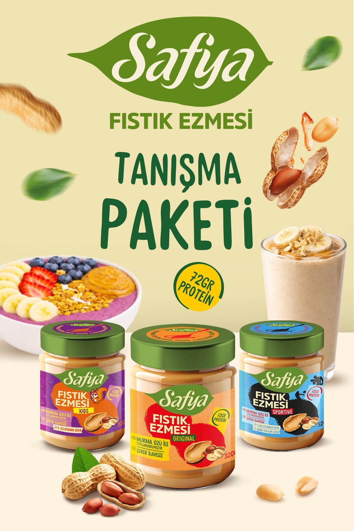 Safya Fıstık Ezmesi Tanışma Paketi 320 gr x 3 Adet
