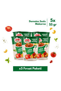 Snap Eats Hazır Makarna | Domates Soslu Çabuk Makarna | 65 gr | 5'li Fırsat Paketi