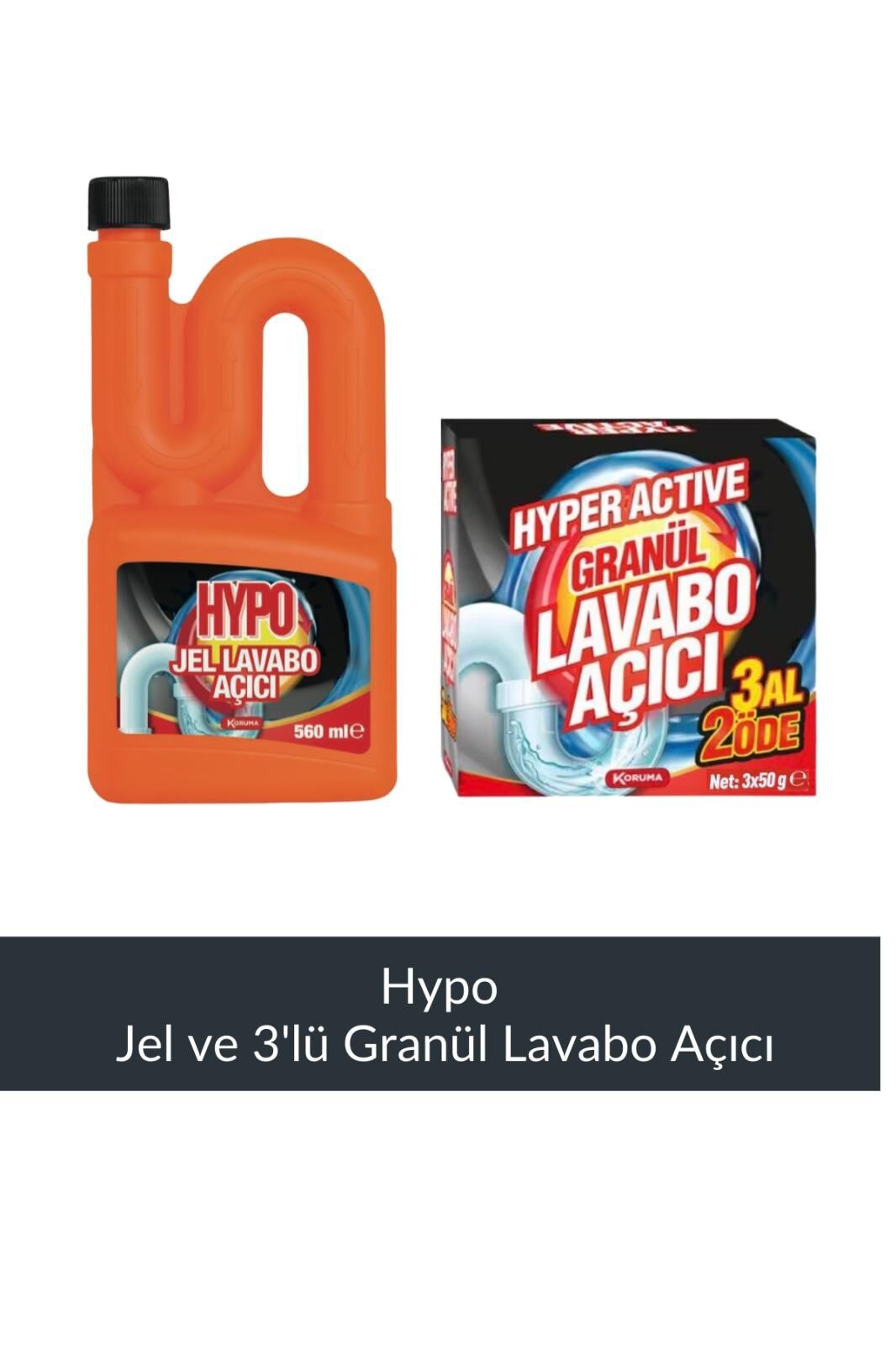 Granül Lavabo Açıcı 3*50 gr + Lavabo Açıcı Jel 560 ml