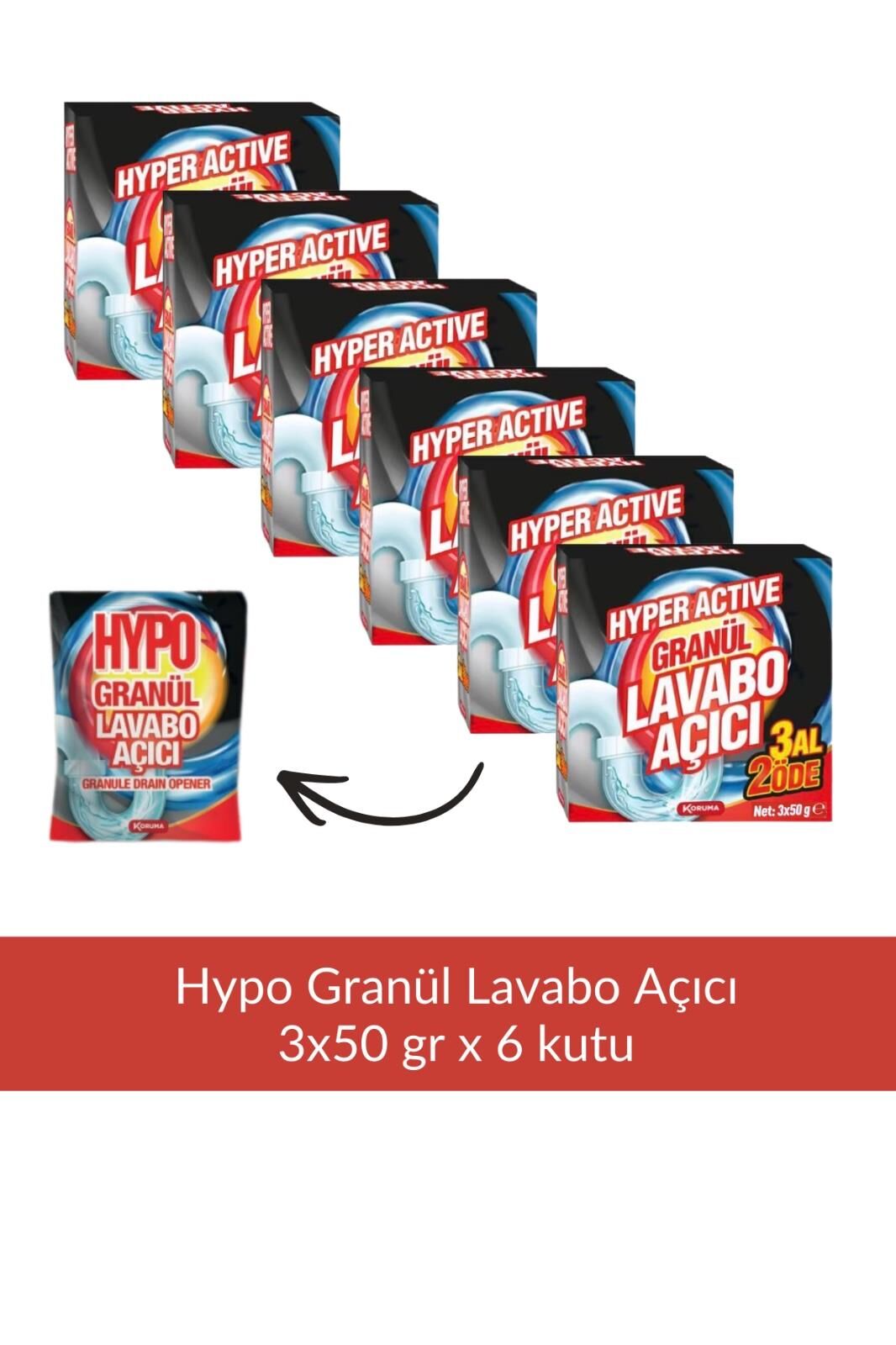 Hypo Granül Lavabo Açıcı 3*50 gr x 6 Adet