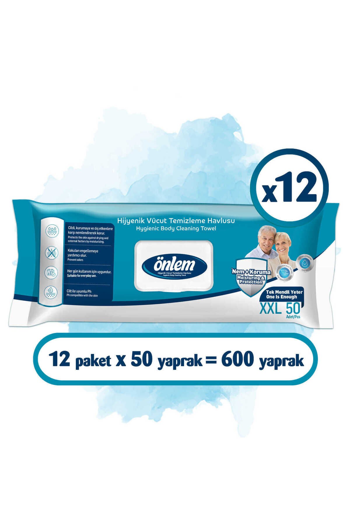 Hijyenik Vücut Temizleme Havlusu XXL 50 li x 12 Adet