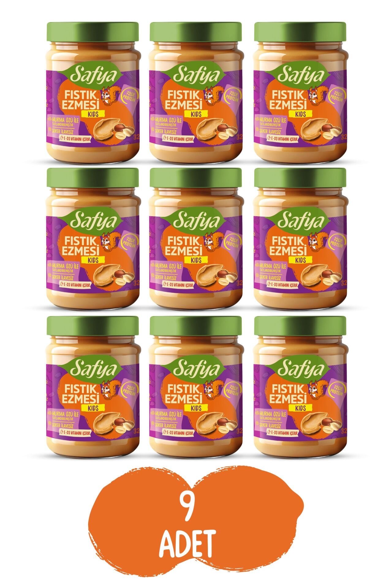 Safya Kids Fıstık Ezmesi 320 gr x 9 Adet