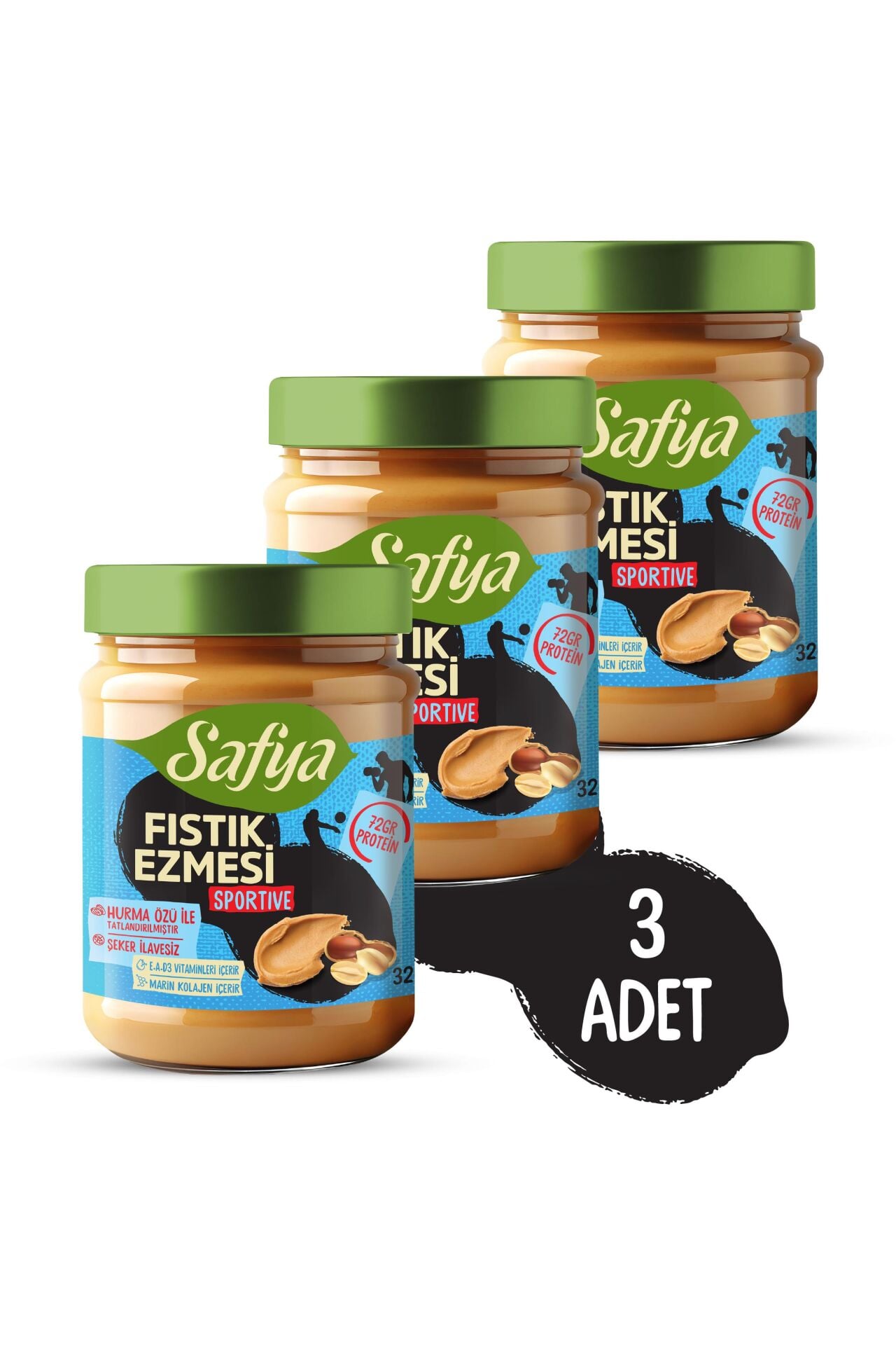 Safya Sportive Fıstık Ezmesi 320 gr x 3 Adet