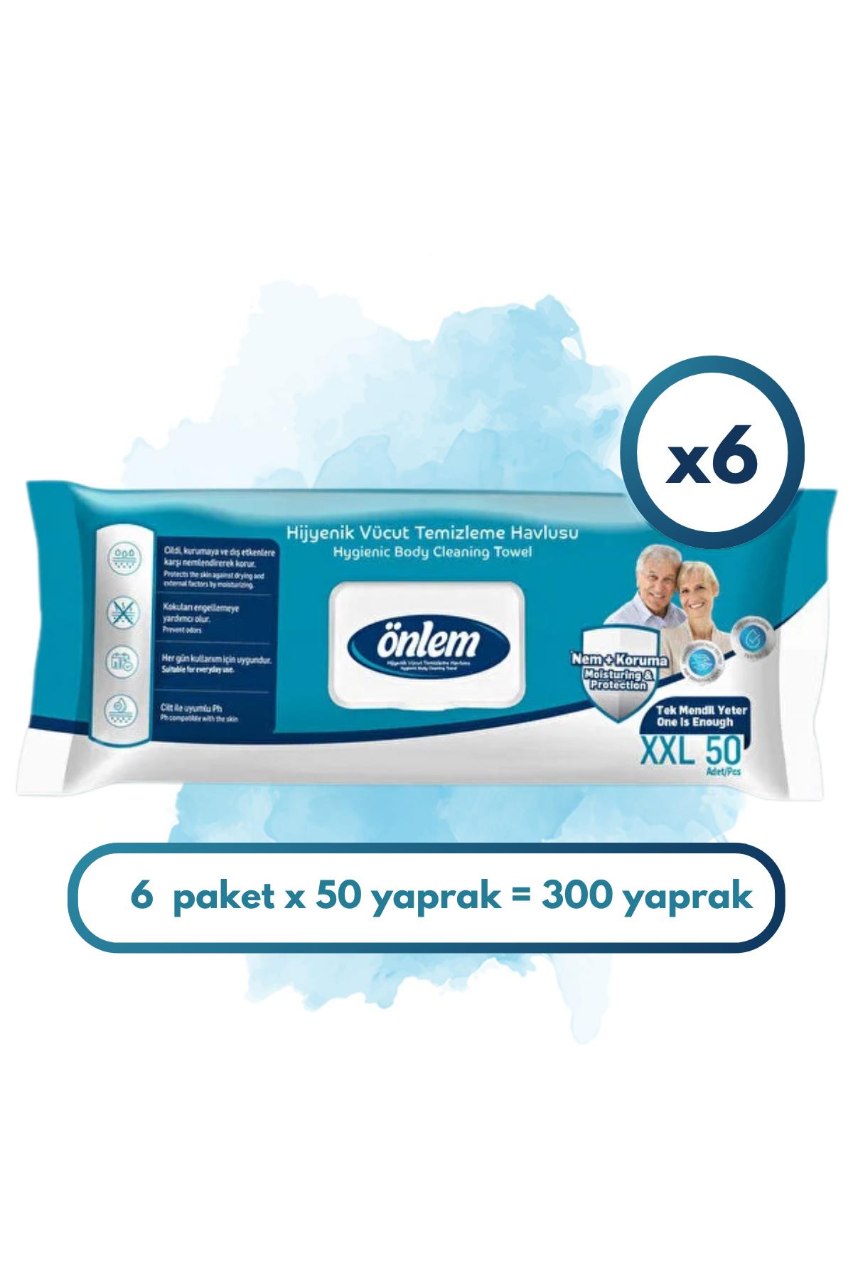 Hijyenik Vücut Temizleme Havlusu XXL 50 li x 6 Adet