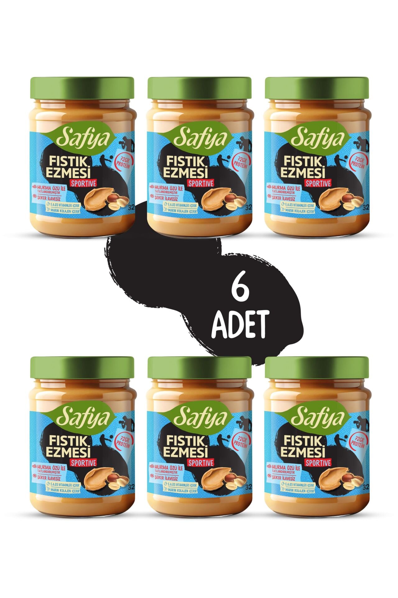 Safya Sportive Fıstık Ezmesi 320 gr x 6 Adet
