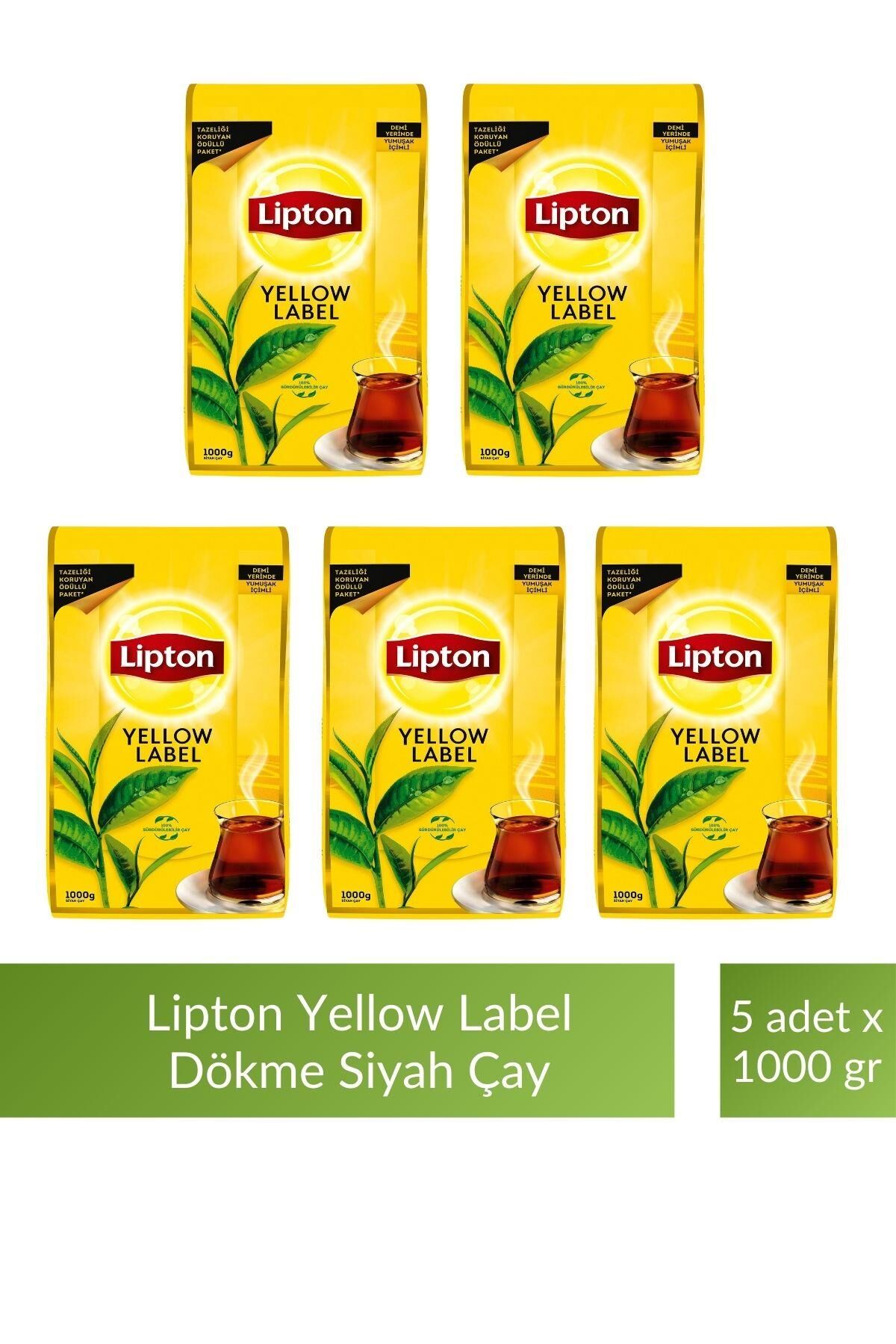 Lipton Yellow Label Dökme Siyah Çay 1000 gr x 5 Adet