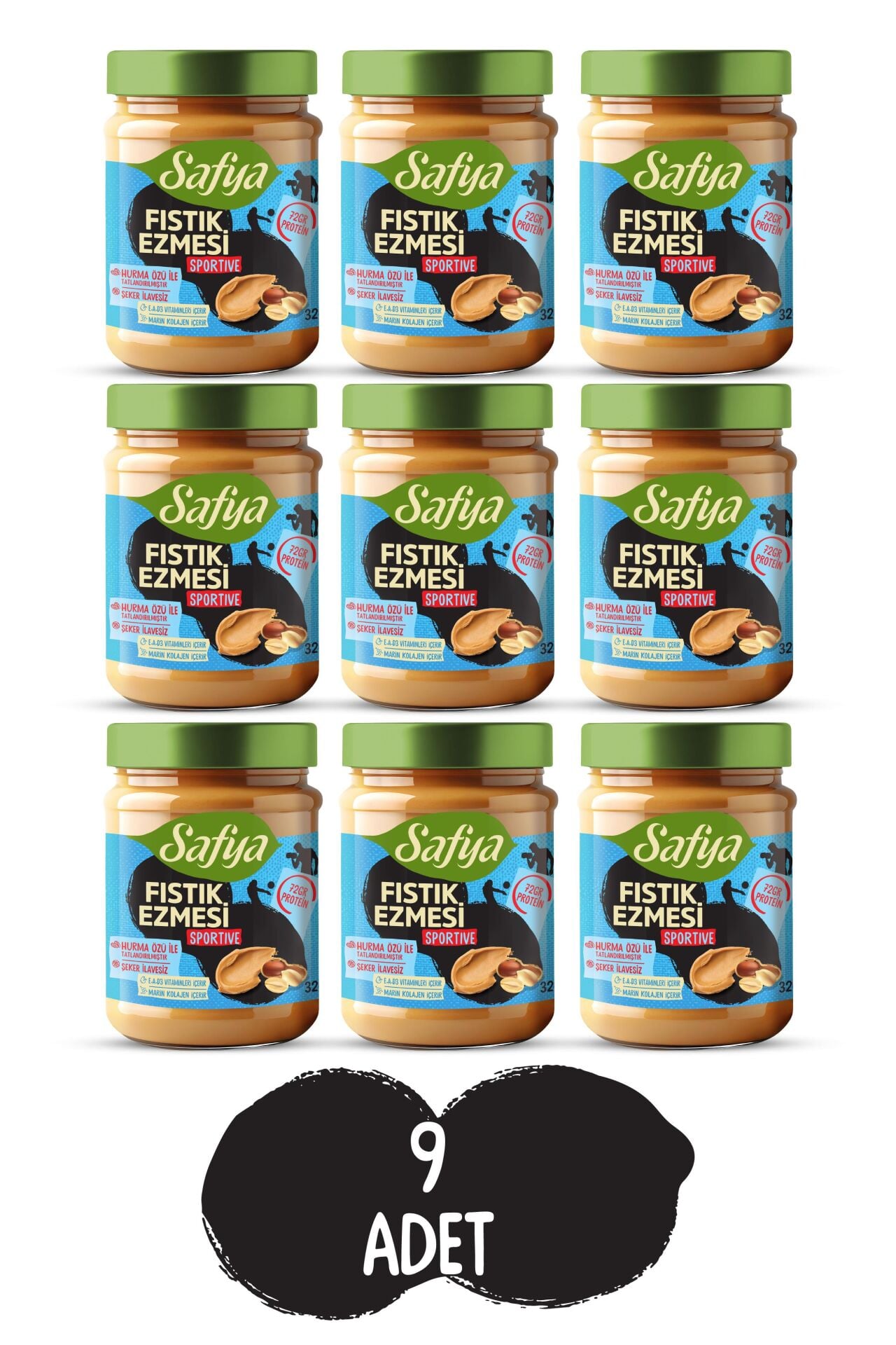 Safya Sportive Fıstık Ezmesi 320 gr x 9 Adet