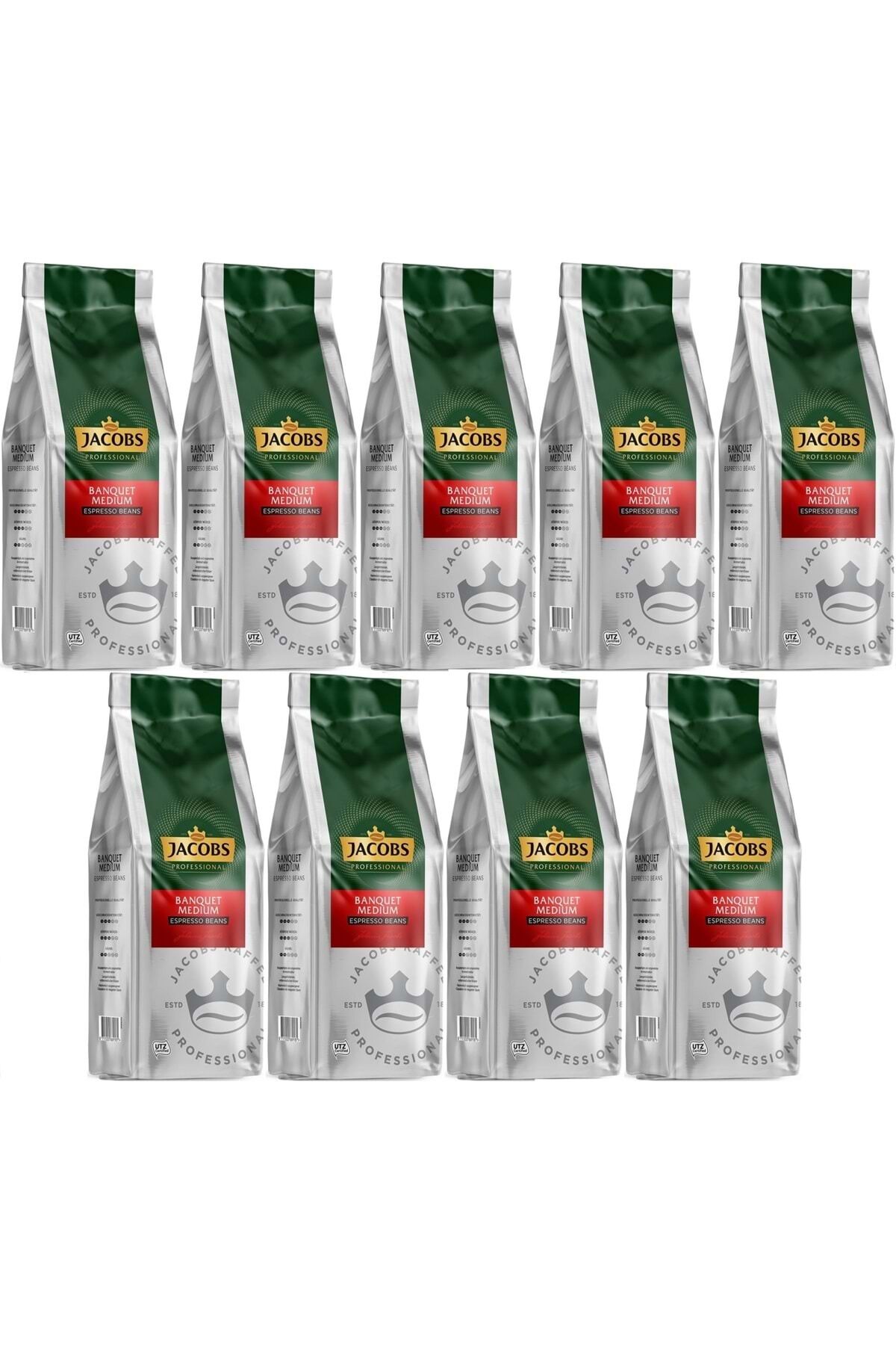 Jacobs Banquet Medium Espresso Beans Çekirdek Kahve 1000 gr x 9 Paket