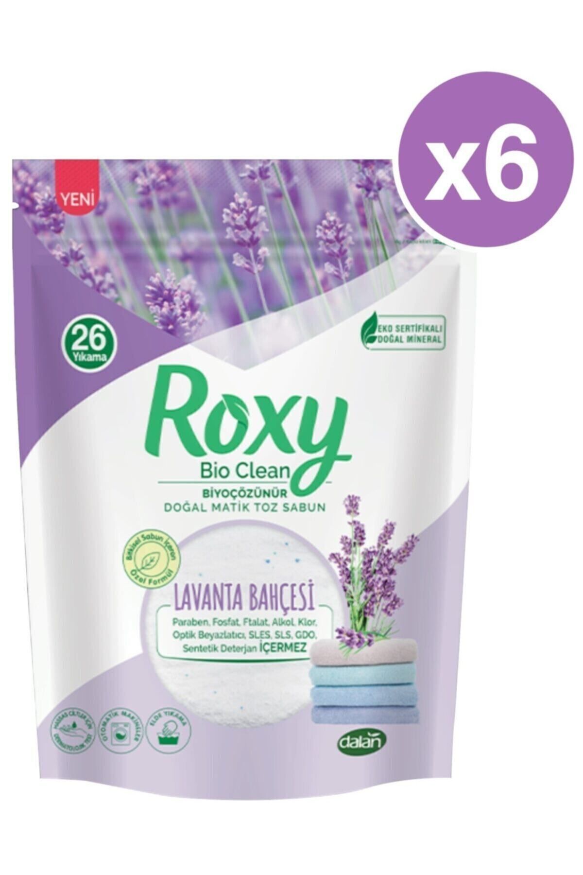Dalan Roxy Doğal Matik Toz Sabun Lavanta 800g x 6 Adet