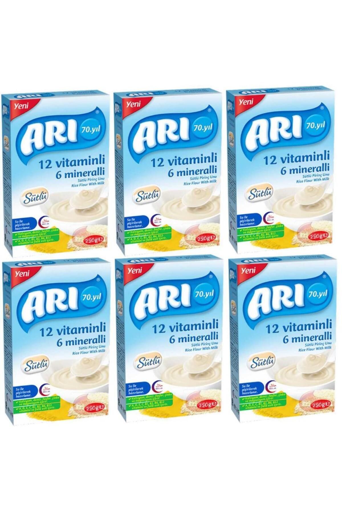 Arı mama 12 Vitaminli 6 Mineralli Sütlü Pirinçli 250gr X 6'lı
