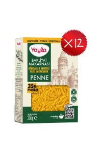 Yayla Kinoalı ve Sebzeli Yeşil Mercimek Penne Bakliyat Makarnası 250 g x12