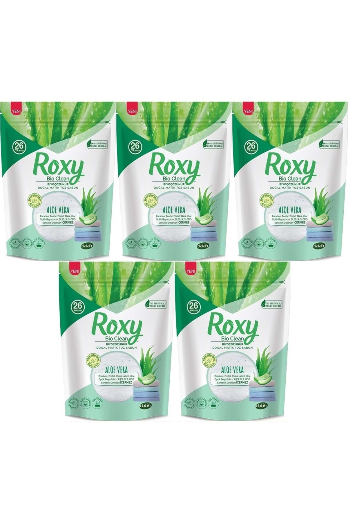 Dalan Roxy Bio Clean Matik Sabun Tozu 800GR Aloe Vera (5 Li Set) (130 Yıkama)