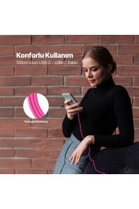 Ttec USB-C USB-C  60w Hızlı Şarj Kablo Neon Pembe