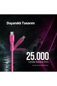 Ttec USB-C USB-C  60w Hızlı Şarj Kablo Neon Pembe