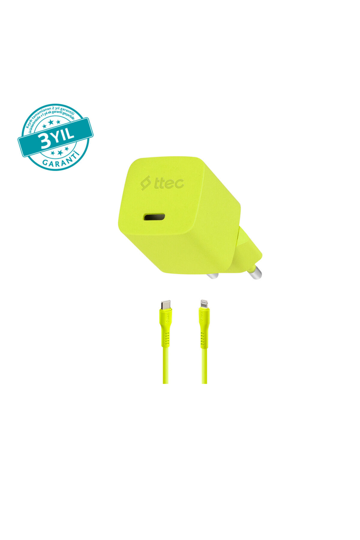 Ttec 20W Hızlı Şarj Aleti Set Neon Sarı