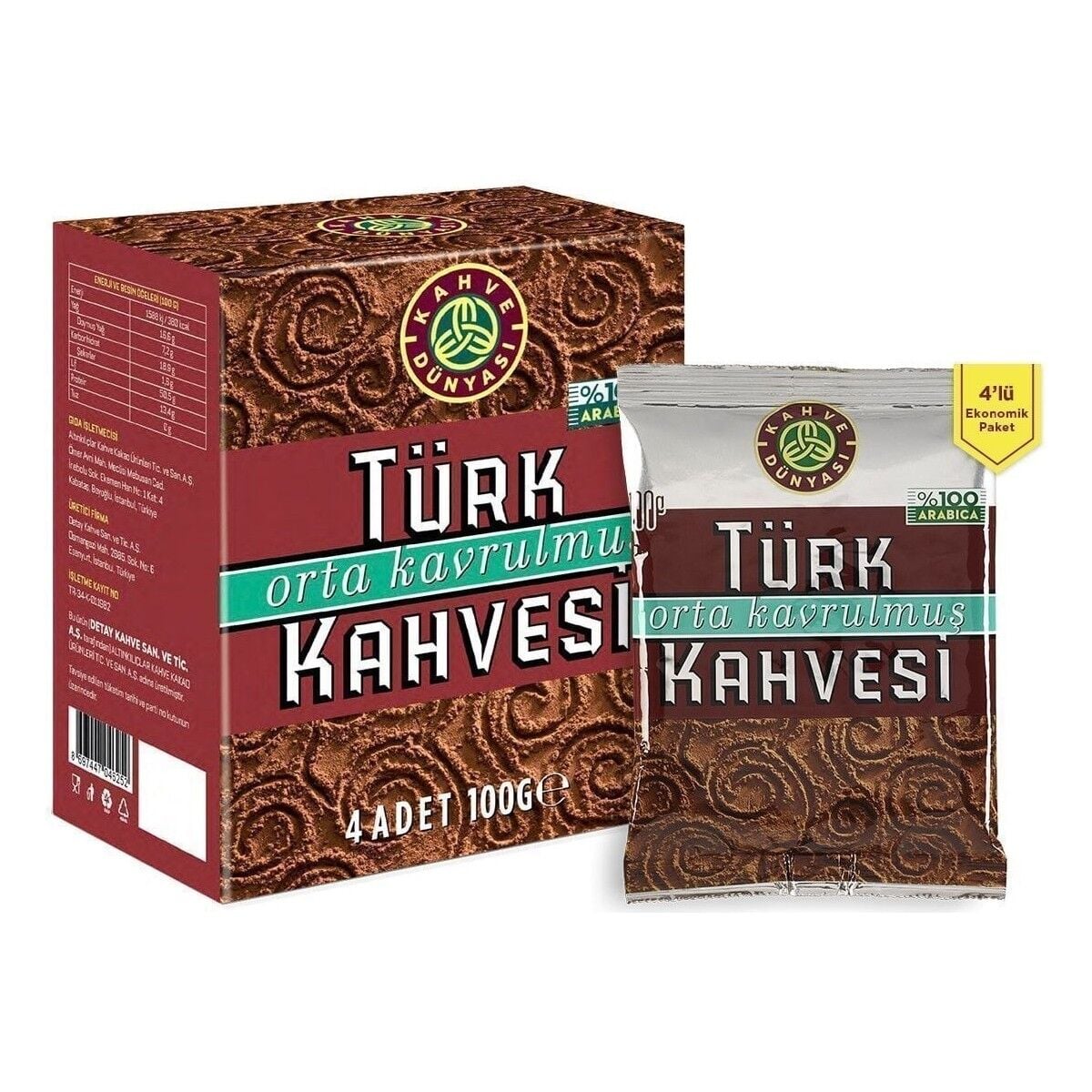 Kahve Dünyası 4'lü Orta Kavrulmuş 100g Türk Kahvesi