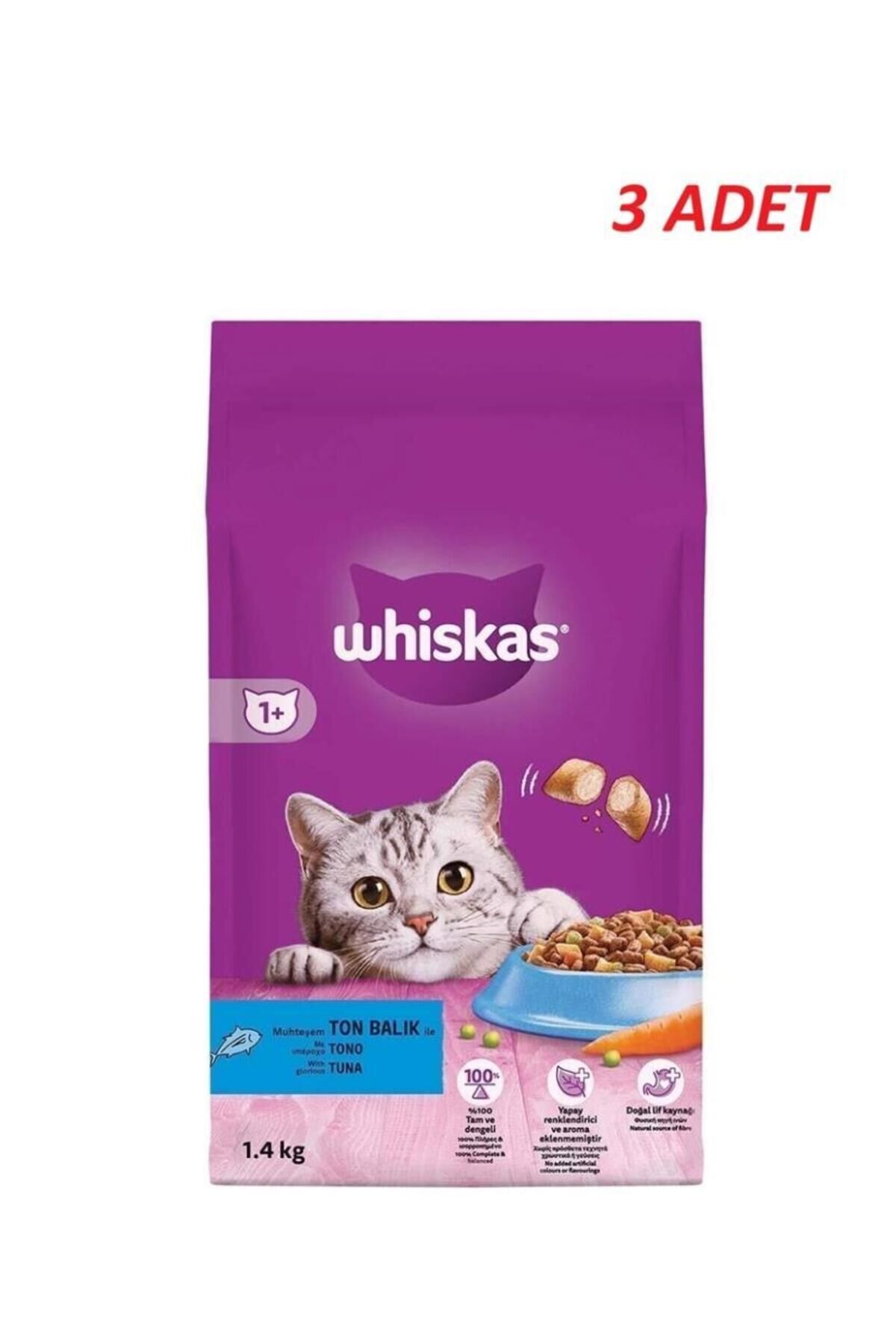 Whiskas Yetişkin Ton Balıklı Kedi Maması 1.4 kg x 3 Adet